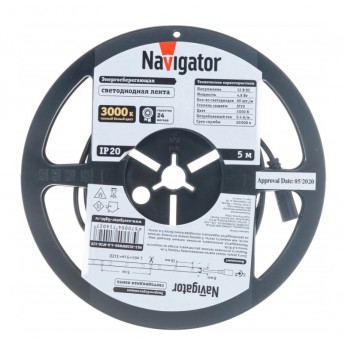 Лента светодиодная NAVIGATOR LEDх60/м 5м 4.8w/m 12в теплый белый Лента светодиодная NAVIGATOR LEDх60/м 5м 4.8w/m 12в теплый белый