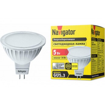 Лампа светодиодная NAVIGATOR LED 5вт 230в GU5.3 белая Лампа светодиодная NAVIGATOR LED 5вт 230в GU5.3 белая