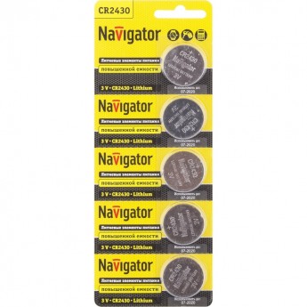 Батарейки NAVIGATOR серии NBT-CR2430-BP5 литиевые Батарейки NAVIGATOR серии NBT-CR2430-BP5 литиевые