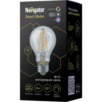 Умная лампа NAVIGATOR WIFI FILAMENT NLL-F-A60-8-230-WWW-E27-WIFI Умная лампа NAVIGATOR WIFI FILAMENT NLL-F-A60-8-230-WWW-E27-WIFI