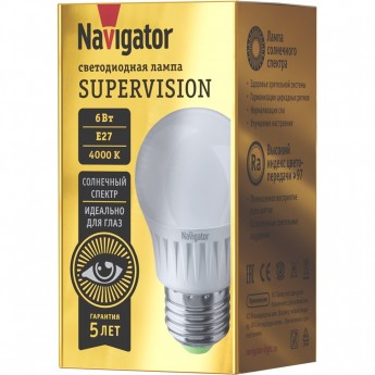 Светодиодная лампа NAVIGATOR NLL-G45-6-230-4K-E27-FR-SV Светодиодная лампа NAVIGATOR NLL-G45-6-230-4K-E27-FR-SV