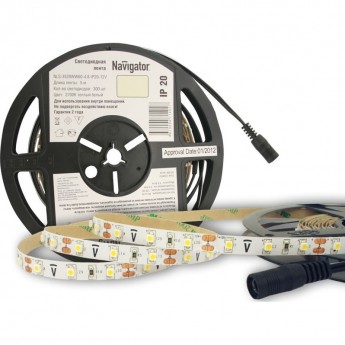 Светодиодная лента NAVIGATOR серии NLS-3528WW60-4.8-IP20-12V R5 Светодиодная лента NAVIGATOR серии NLS-3528WW60-4.8-IP20-12V R5
