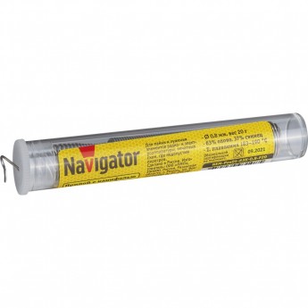 Припой с канифолью NAVIGATOR NEM-Pos01-63K-0.8-F20 (POS-63, KOLBA, 0.8 MM, 20 GR)